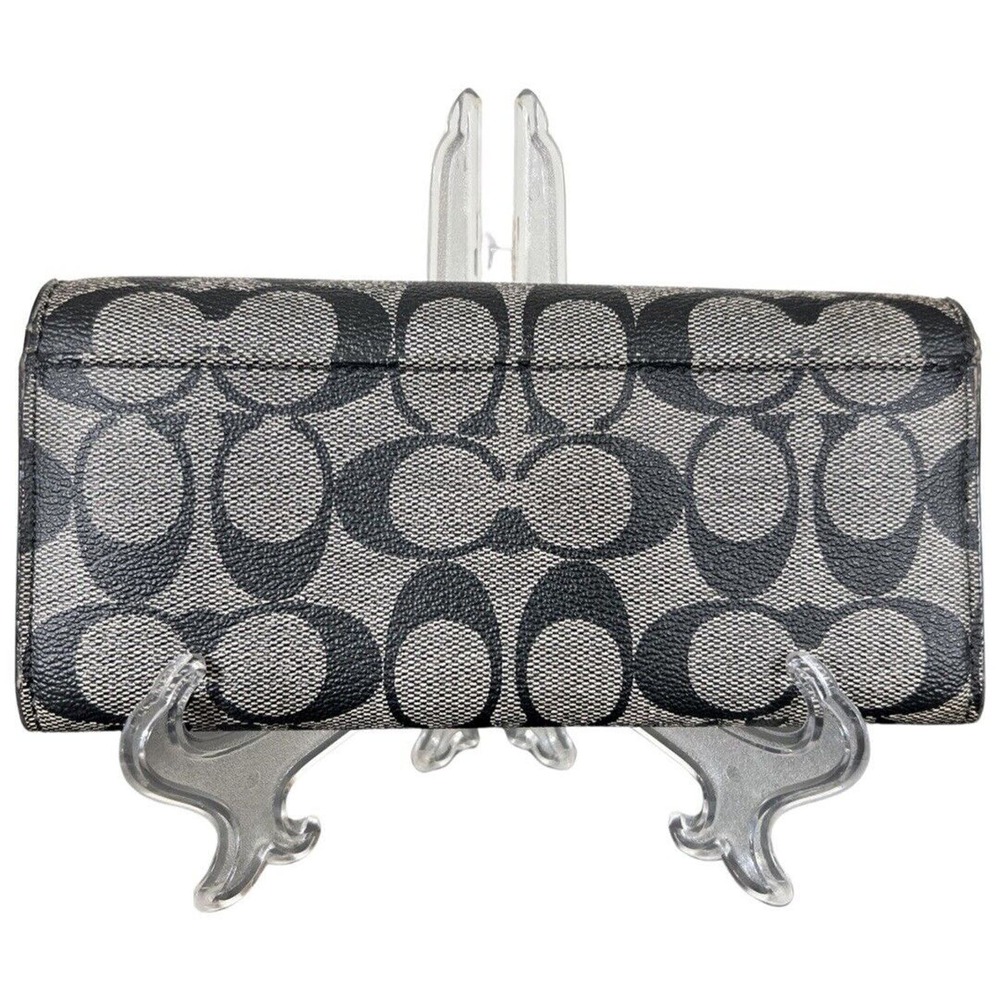 Coach Signature Peyton Slim Envelope Wallet Black Gray Snap Closure F49154 - Picture 2 of 10
